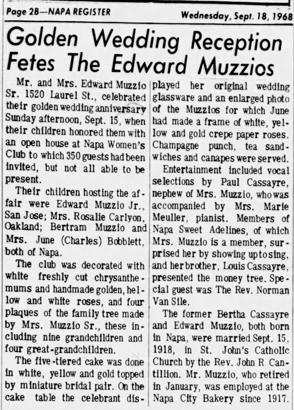Clipping from The Napa Valley Register